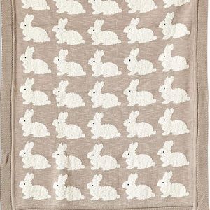 Taupe Knit Bunny Baby Blanket